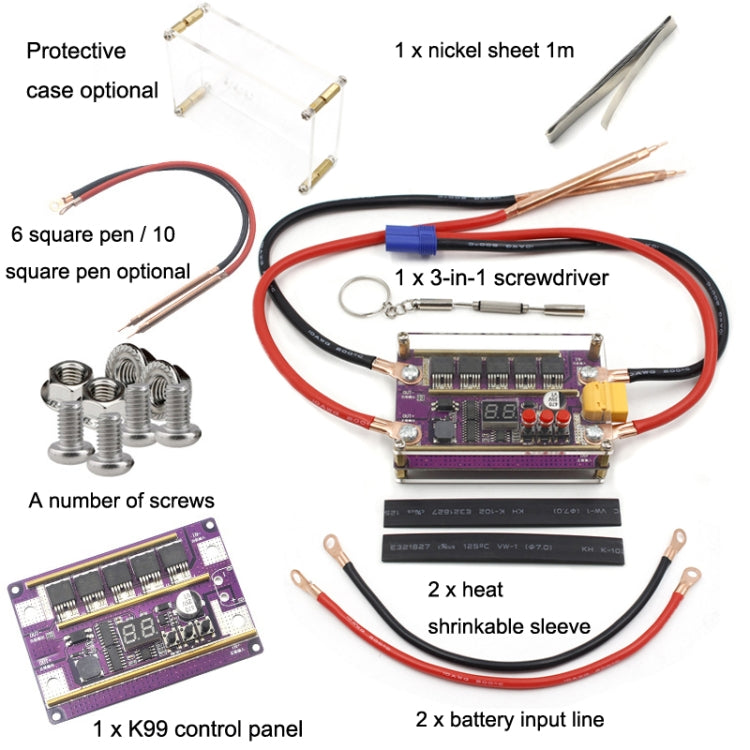 Compatible Version 12V Digital Display DIY Battery Spot Welding Machine Pen Control, Style:10 Square Pen