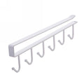 2 PCS Hooks Storage Rack Cup Towel Hanging Holder Bathroom Kitchen Cabinet Organizer(White)