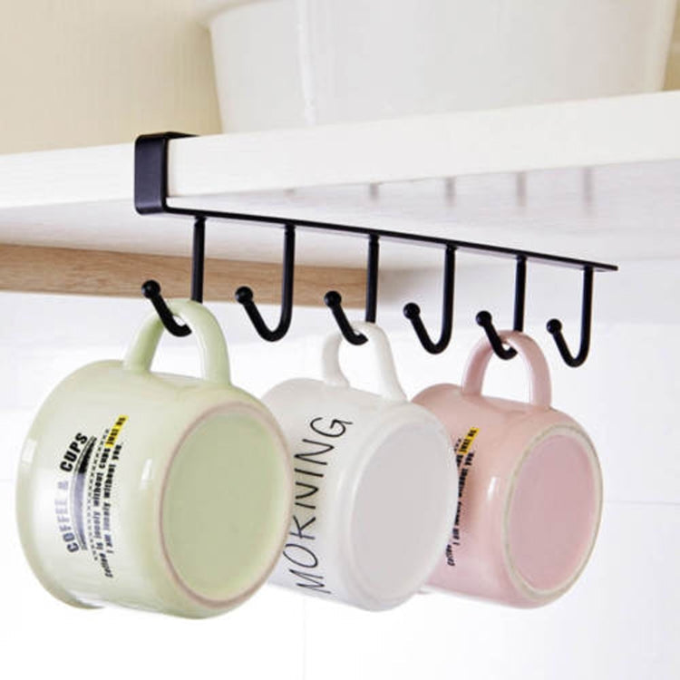 2 PCS Hooks Storage Rack Cup Towel Hanging Holder Bathroom Kitchen Cabinet Organizer(White)