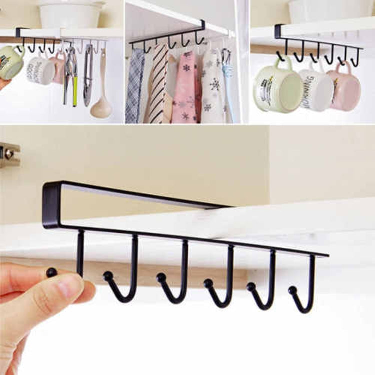 2 PCS Hooks Storage Rack Cup Towel Hanging Holder Bathroom Kitchen Cabinet Organizer(White)