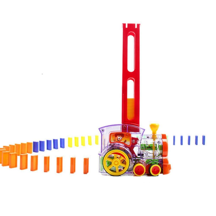 Puzzle Domino Car Electric Train With Sound And Light Music Automatic Licensing Electric Car Toy( Transparent)