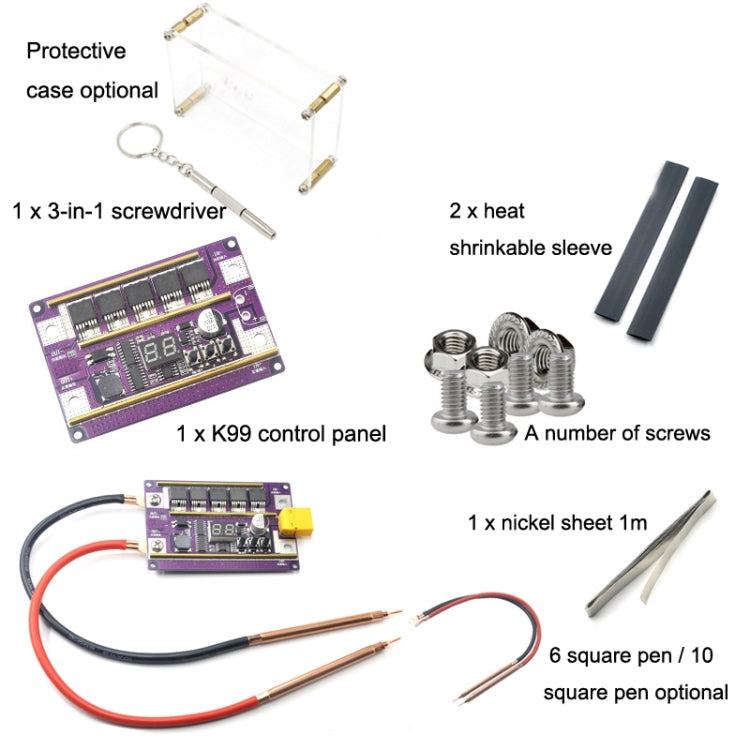 Model Airplane Battery Version 12V Digital Display DIY Battery Spot Welding Machine Pen Control, Style:6 Square Pen