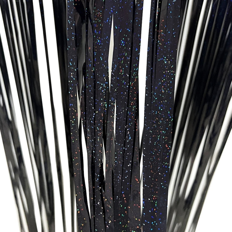 2 PCS Laser Rain Tinsel Foil Curtain Birthday Party Decoration Tassel Wall,Size:1x1m(Black)