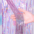 Laser Rain Tinsel Foil Curtain Birthday Party Decoration Tassel Wall, Size:1x2m(Pink)