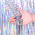 Laser Rain Tinsel Foil Curtain Birthday Party Decoration Tassel Wall, Size:1x2m(Silver)