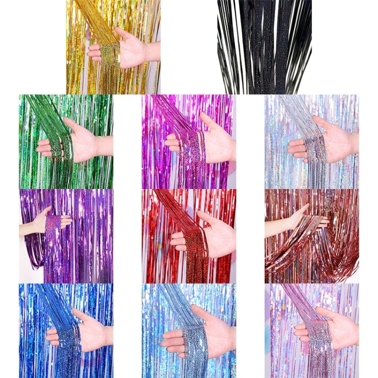 Laser Rain Tinsel Foil Curtain Birthday Party Decoration Tassel Wall, Size:1x2m(Gold)