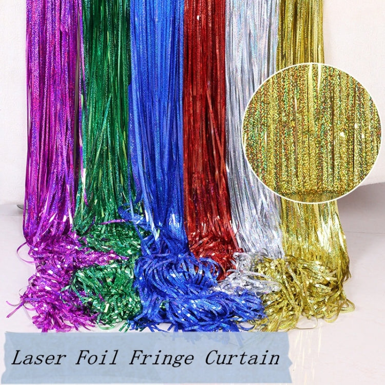 Laser Rain Tinsel Foil Curtain Birthday Party Decoration Tassel Wall, Size:1x2m(Silver)