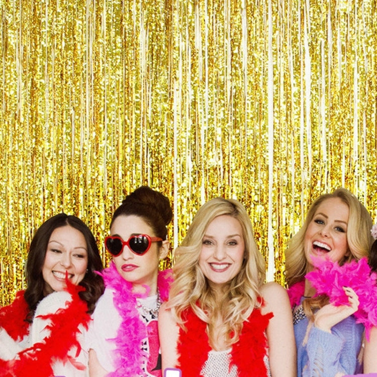Laser Rain Tinsel Foil Curtain Birthday Party Decoration Tassel Wall, Size:1x2m(Gold)