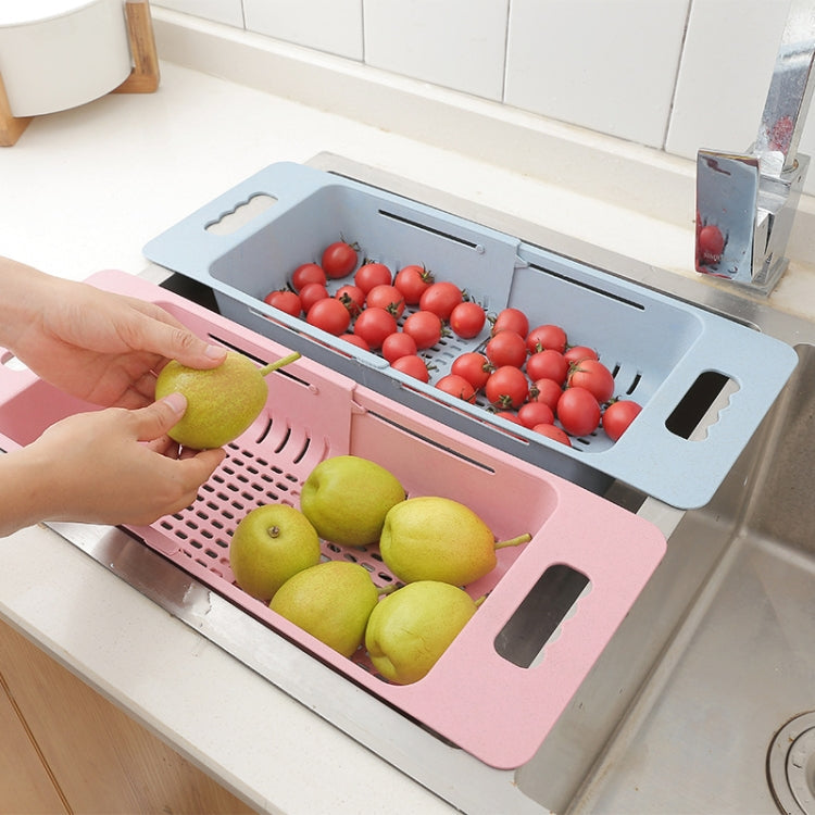 Adjustable Dish Drainer Sink Drain Basket Washing Vegetable Fruit Plastic Drying Rack(Khaki)