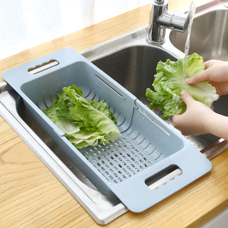 Adjustable Dish Drainer Sink Drain Basket Washing Vegetable Fruit Plastic Drying Rack(Khaki)
