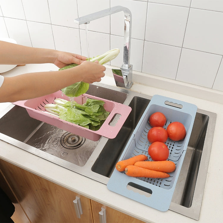 Adjustable Dish Drainer Sink Drain Basket Washing Vegetable Fruit Plastic Drying Rack(Khaki)