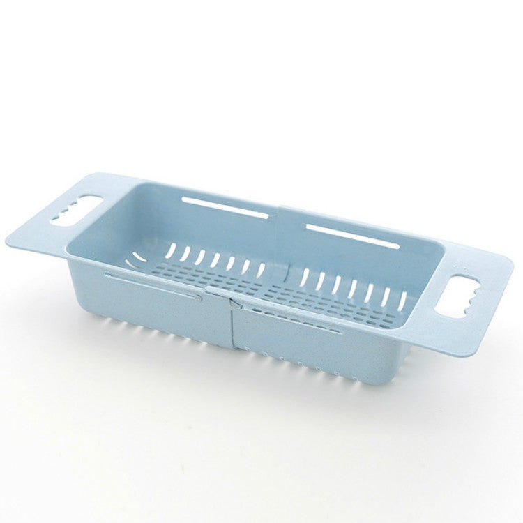 Adjustable Dish Drainer Sink Drain Basket Washing Vegetable Fruit Plastic Drying Rack(Blue)