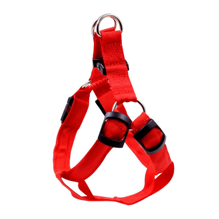 Double Sided LED Light Pet Harness Nylon Cat Dog Chest Strap Leash, Size:S(Red)