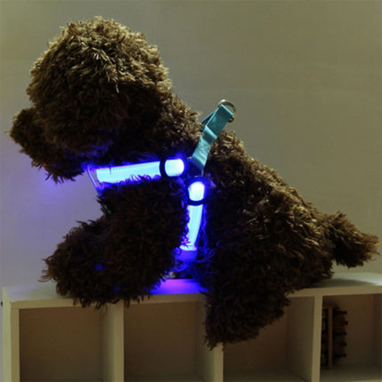 Double Sided LED Light Pet Harness Nylon Cat Dog Chest Strap Leash, Size:S(Red)