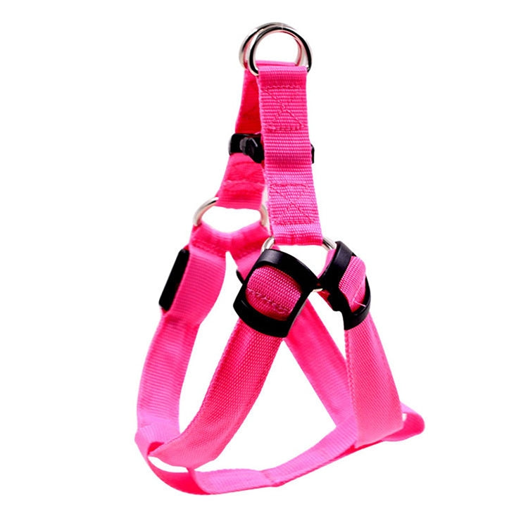 Double Sided LED Light Pet Harness Nylon Cat Dog Chest Strap Leash, Size:S(Pink)