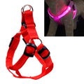 Double Sided LED Light Pet Harness Nylon Cat Dog Chest Strap Leash, Size:M(Red)