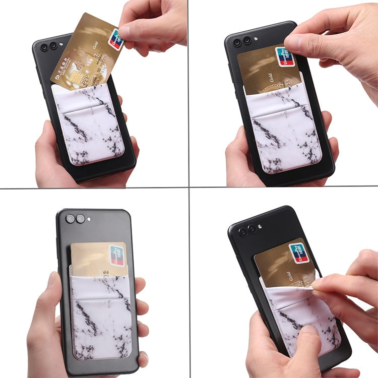 Marble Pattern Road Stretch Phone Back Plastic Card Holder Sticky Phone Clip(White)