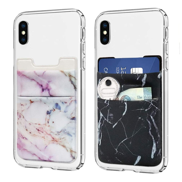 Marble Pattern Road Stretch Phone Back Plastic Card Holder Sticky Phone Clip(White)