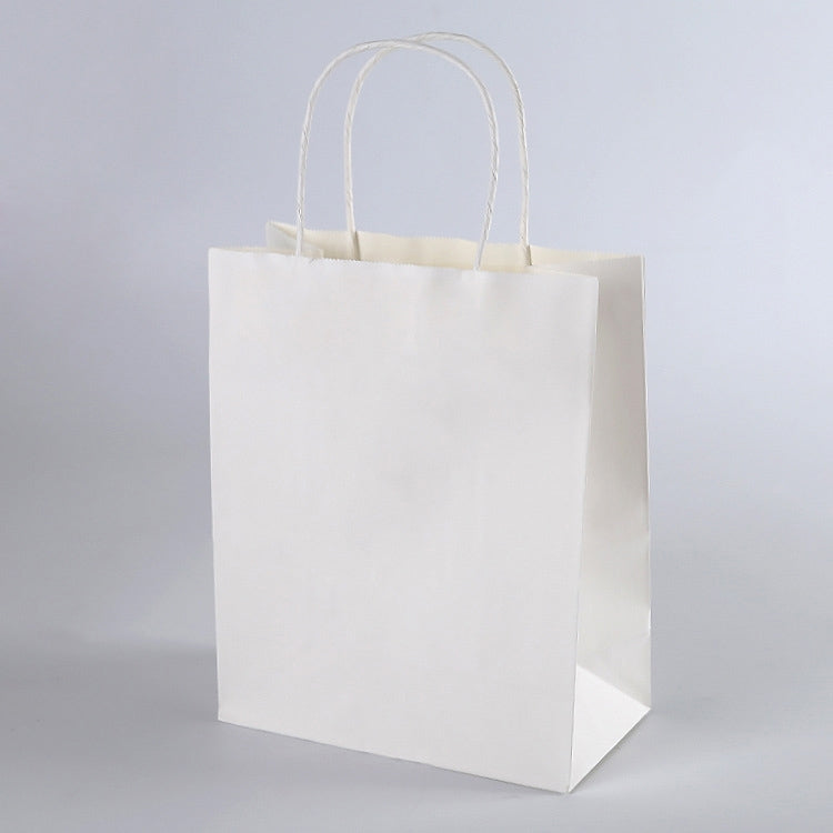 10 PCS Elegant Kraft Paper Bag With Handles for Wedding/Birthday Party/Jewelry/Clothes, Size:16x22x8cm (White)