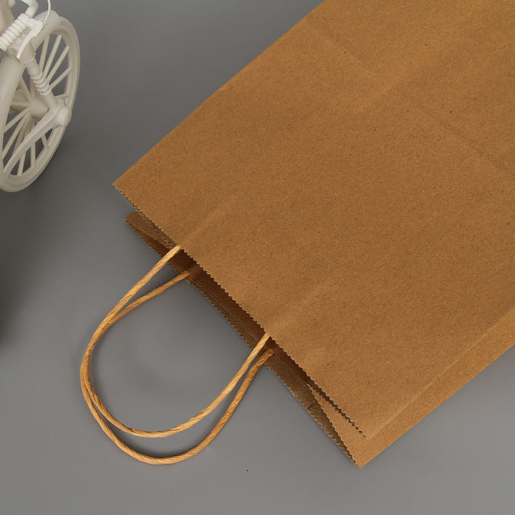 10 PCS Elegant Kraft Paper Bag With Handles for Wedding/Birthday Party/Jewelry/Clothes, Size:12x15x6cm(Yellow Kraft)