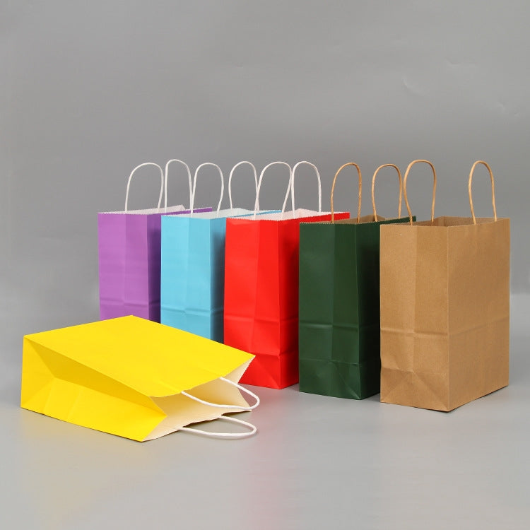 10 PCS Elegant Kraft Paper Bag With Handles for Wedding/Birthday Party/Jewelry/Clothes, Size:12x15x6cm(Purple)
