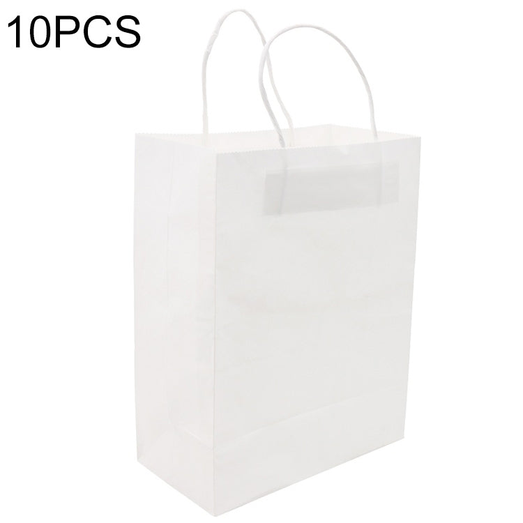 10 PCS Elegant Kraft Paper Bag With Handles for Wedding/Birthday Party/Jewelry/Clothes, Size:32x25x11cm (White)