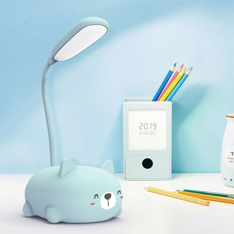 Cartoon Cat Design LED Eye Protection Reading Lamp USB Rechargeable Desk Lamp(Blue)