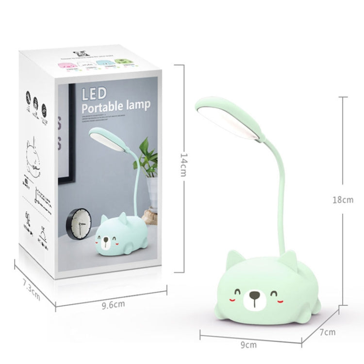 Cartoon Cat Design LED Eye Protection Reading Lamp USB Rechargeable Desk Lamp(Blue)