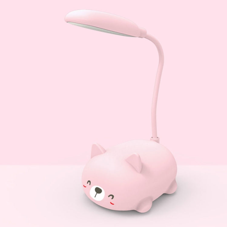 Cartoon Cat Design LED Eye Protection Reading Lamp USB Rechargeable Desk Lamp(Pink)