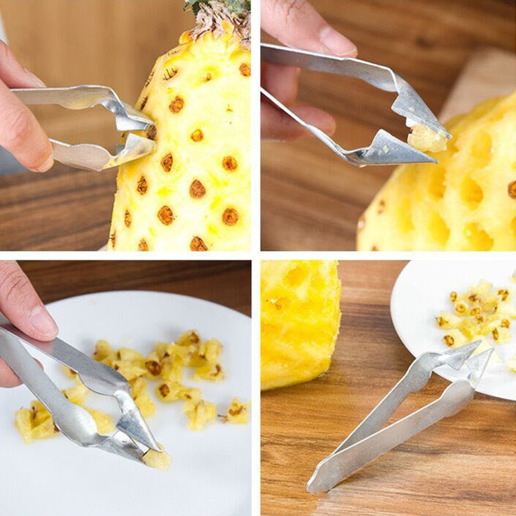 3 PCS Stainless Steel Non-slip Tip Open Blade Pineapple Clip Fruit Eye Digger Endless Steel Nail, Size:13.5×3.5cm