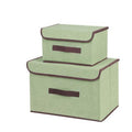 2 in 1 Cotton Fabric Cube Storage Box Embroidery Laundry Basket Cupboard Showcase Holder Toys Organizer(Green)