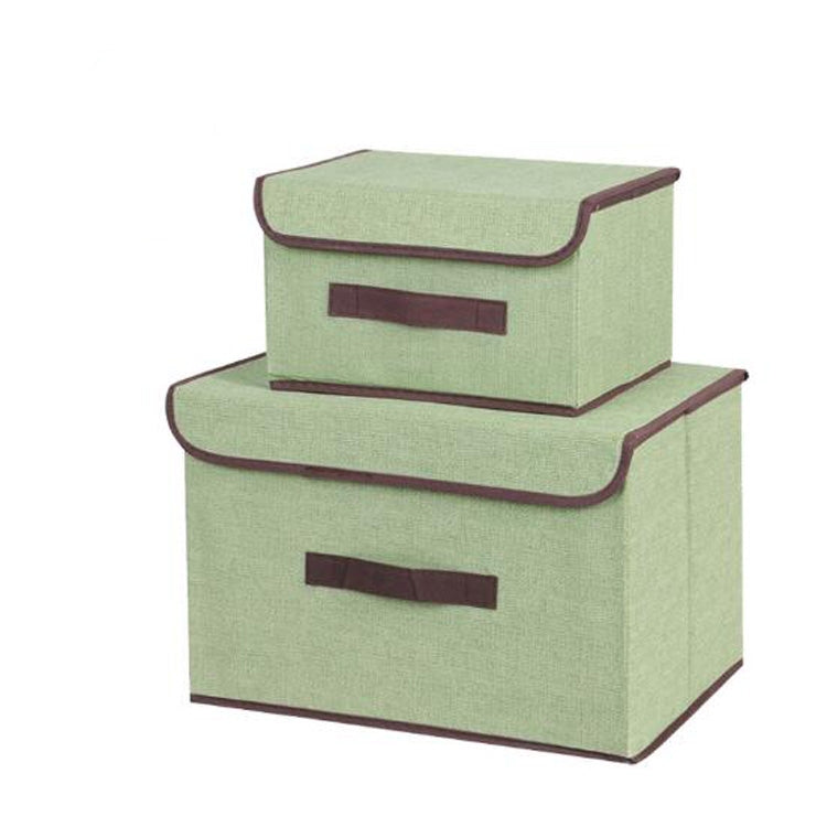 2 in 1 Cotton Fabric Cube Storage Box Embroidery Laundry Basket Cupboard Showcase Holder Toys Organizer(Green)
