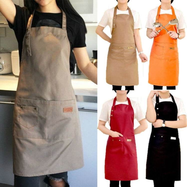 Canvas Apron Milk Tea Coffee Shop Baking Restaurant Fashion Men and Women Overalls(Red)