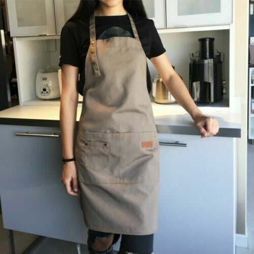 Canvas Apron Milk Tea Coffee Shop Baking Restaurant Fashion Men and Women Overalls(Red)