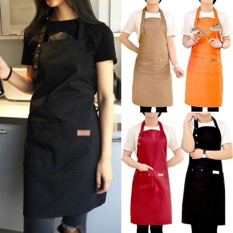 Canvas Apron Milk Tea Coffee Shop Baking Restaurant Fashion Men and Women Overalls(Red)