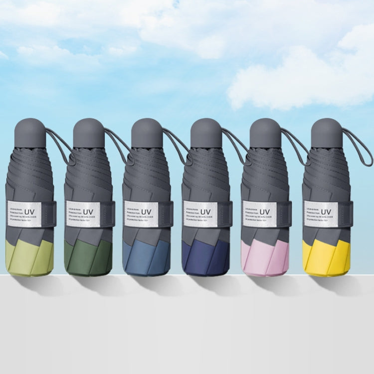 LY-0621 Five-Fold Eight-bone Umbrella Simple Black Glue Sunscreen Umbrella(Turmeric)