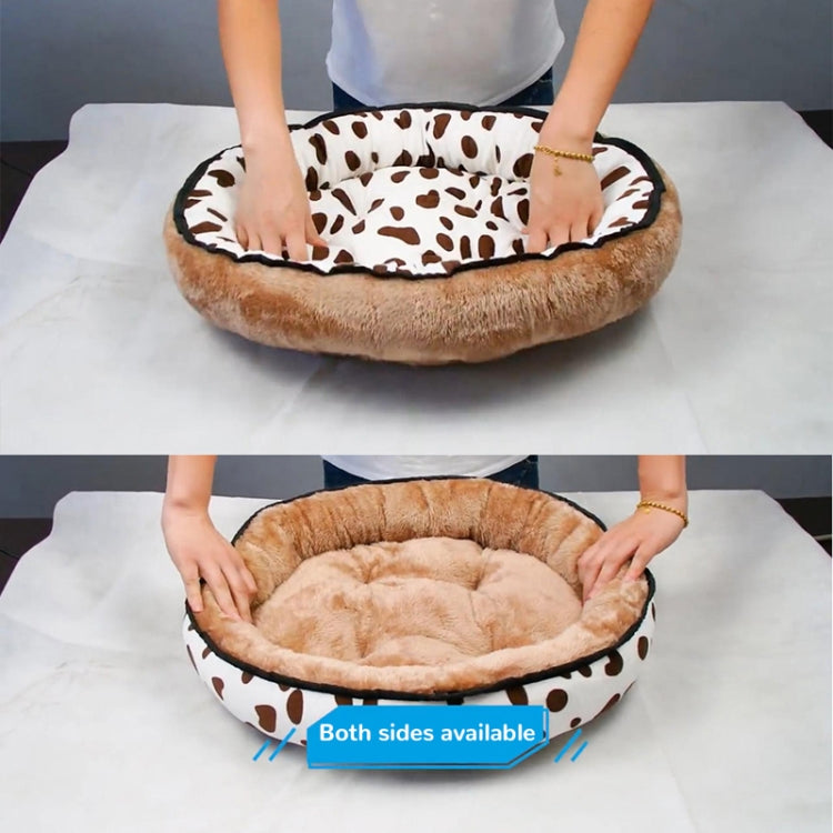 Thickened Autumn and Winter Oval Universal Warm Pet Cat Dog Bed, Size:M(Pink)