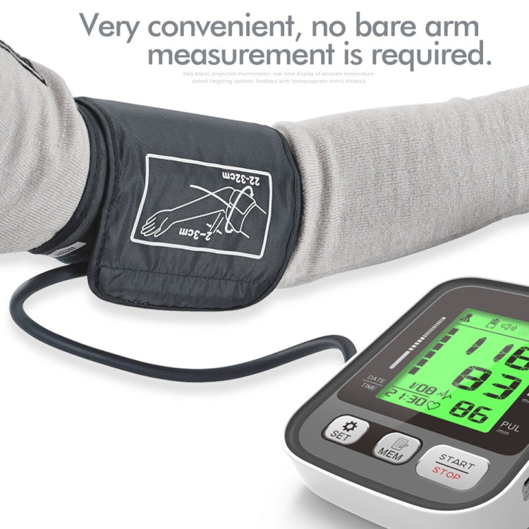 JZ-256A Tri-Color Backlight Automatic Upper Arm Sphygmomanometer Home Electronic Sphygmomanometer, Size:22-32cm(No Voice Broadcast)