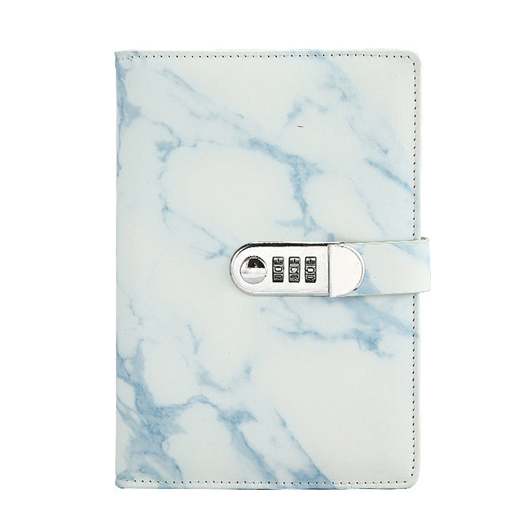 A5 Marble Texture Retro Password Lock Notebook Multifunctional Student Handbook Notepad(Blue)