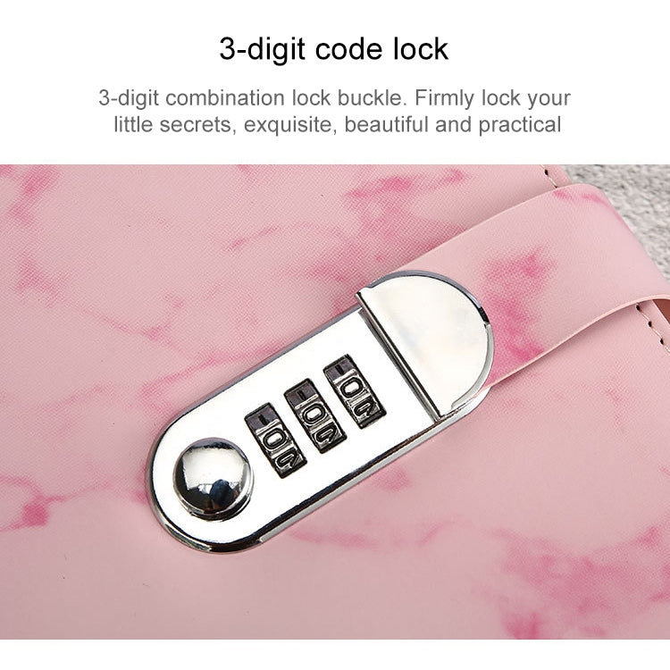 A5 Marble Texture Retro Password Lock Notebook Multifunctional Student Handbook Notepad(Blue)