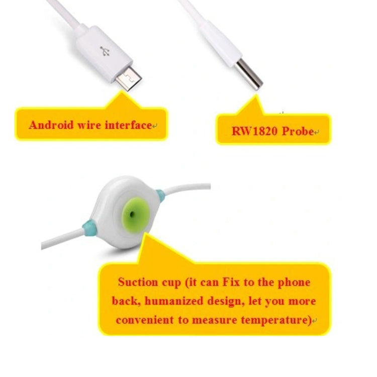 Pcsensor Milk Powder Fish Tank Temperature Detection USB Mobile Phone Probe Thermometer(Micro)