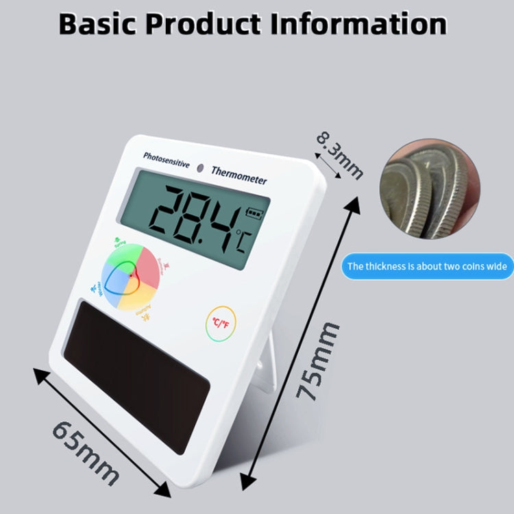 Pcsensor Fish Tank Indoor Solar Cell-free LCD High-precision Light Energy Thermometer