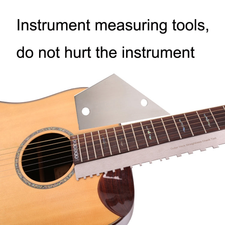 GNR2 Stainless Steel Measurement Bass Guitar Neck Ruler, Style:Single Teeth + Leveling Ruler