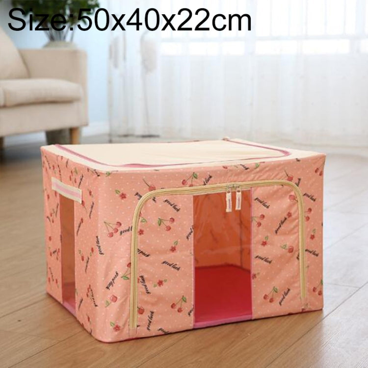 Folding Storage Box Non Woven Fabric With Zipper Moisture-proof Clothes Storage Box, Size:44L 50x40x22cm(Pink)