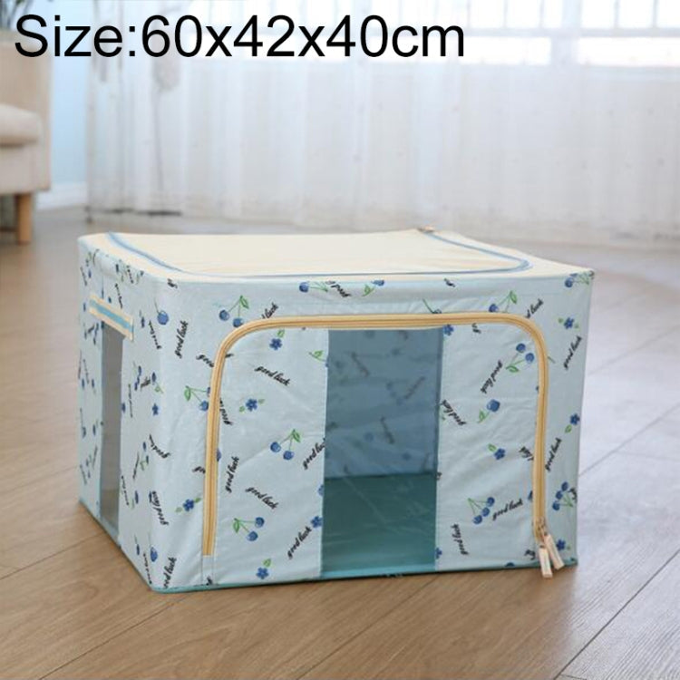 Folding Storage Box Non Woven Fabric With Zipper Moisture-proof Clothes Storage Box, Size:100L 60x42x40cm(Blue Cherry)
