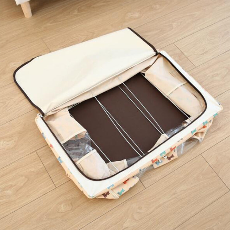 Folding Storage Box Non Woven Fabric With Zipper Moisture-proof Clothes Storage Box, Size:100L 60x42x40cm(Green Cherry)