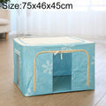 Folding Storage Box Non Woven Fabric With Zipper Moisture-proof Clothes Storage Box, Size:150L 75x46x45cm(Blue Sun Flower)