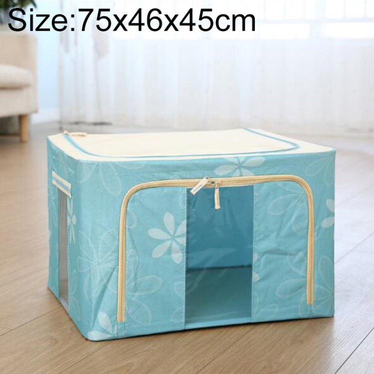 Folding Storage Box Non Woven Fabric With Zipper Moisture-proof Clothes Storage Box, Size:150L 75x46x45cm(Blue Sun Flower)