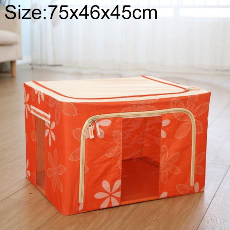 Folding Storage Box Non Woven Fabric With Zipper Moisture-proof Clothes Storage Box, Size:150L 75x46x45cm(Orange Sun Flower)