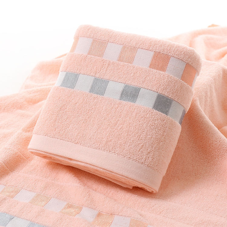 Cotton Plain Square Bath Towel Natural Environmental Protection Embroidered Bath Towel Household Towel(Light Orange)